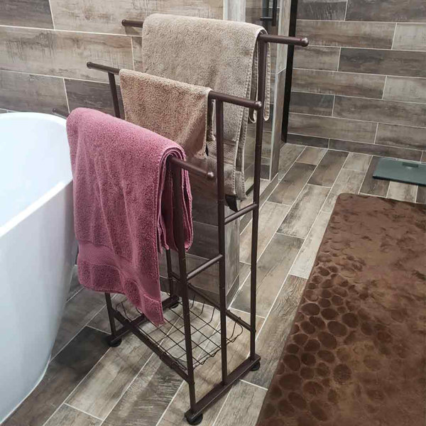 TELOVIN 40" H Free Standing Towel Rack, 3 Tier Alloy Steel Stand With